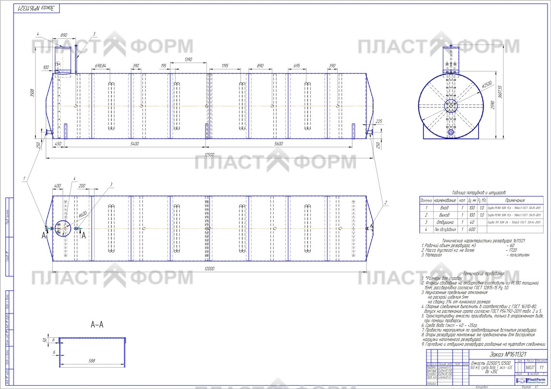 Емкость горизонтальная 60 м3