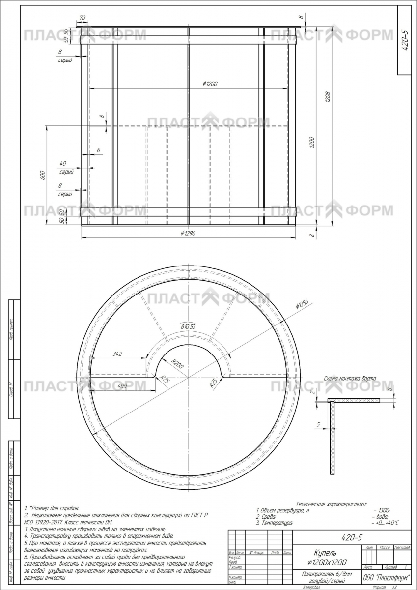 Проектирование и составление чертежа купели на заказ